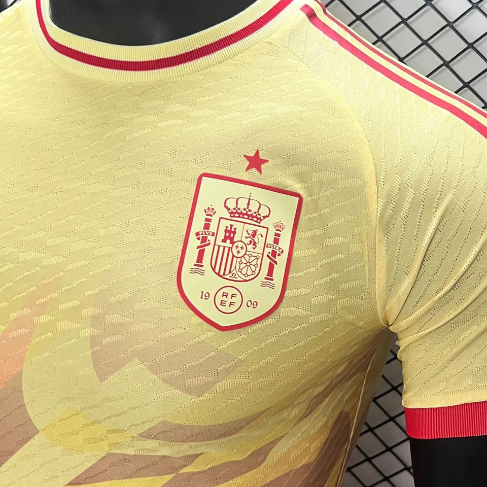 2024/25 Spain Special Edition Yellow Player Version Soccer Jersey Detail 4