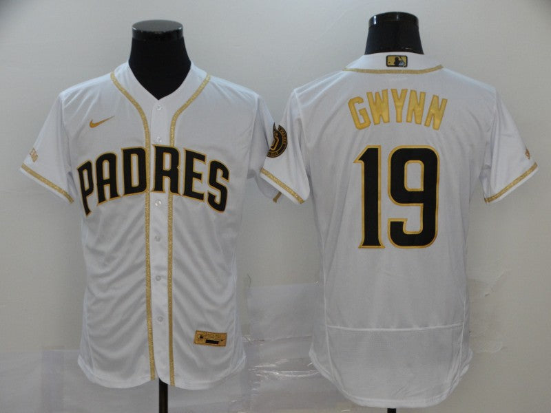 Men's San Diego Padres Tony Gwynn #19 MLB White Stitched Jerseys