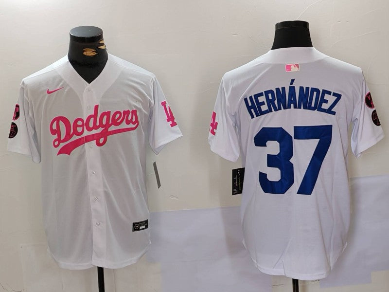 Men's Los Angeles Dodgers Teoscar Hernandez #37 White Limited Player Jerseys