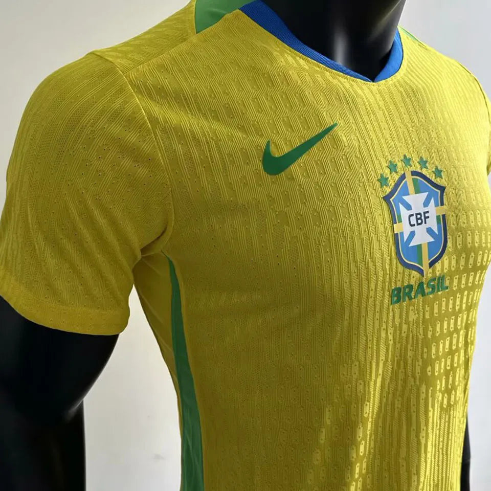 2025/26 Brazil Home Yellow Player Version Jersey Detail 3