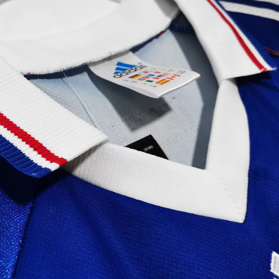 1998 France Home Long Sleeve Retro Soccer Jersey Detail 4