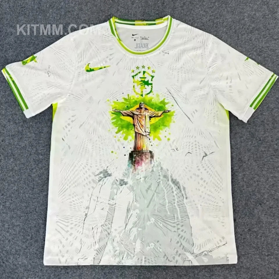 1998 Brazil White Retro Soccer Jersey Back