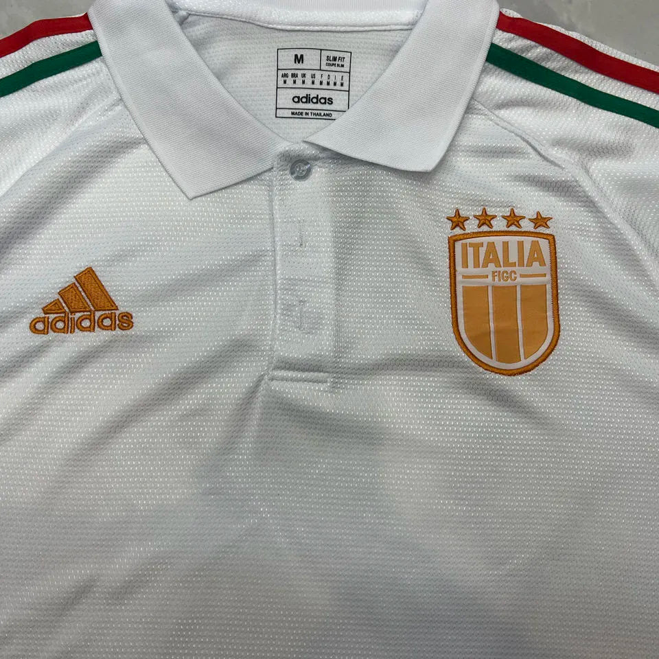 2024 Italy White POLO Fans Jersey Detail 1