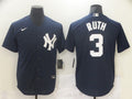 Men's New York Yankees Babe Ruth #3 Navy Replica Baseball Jerseys