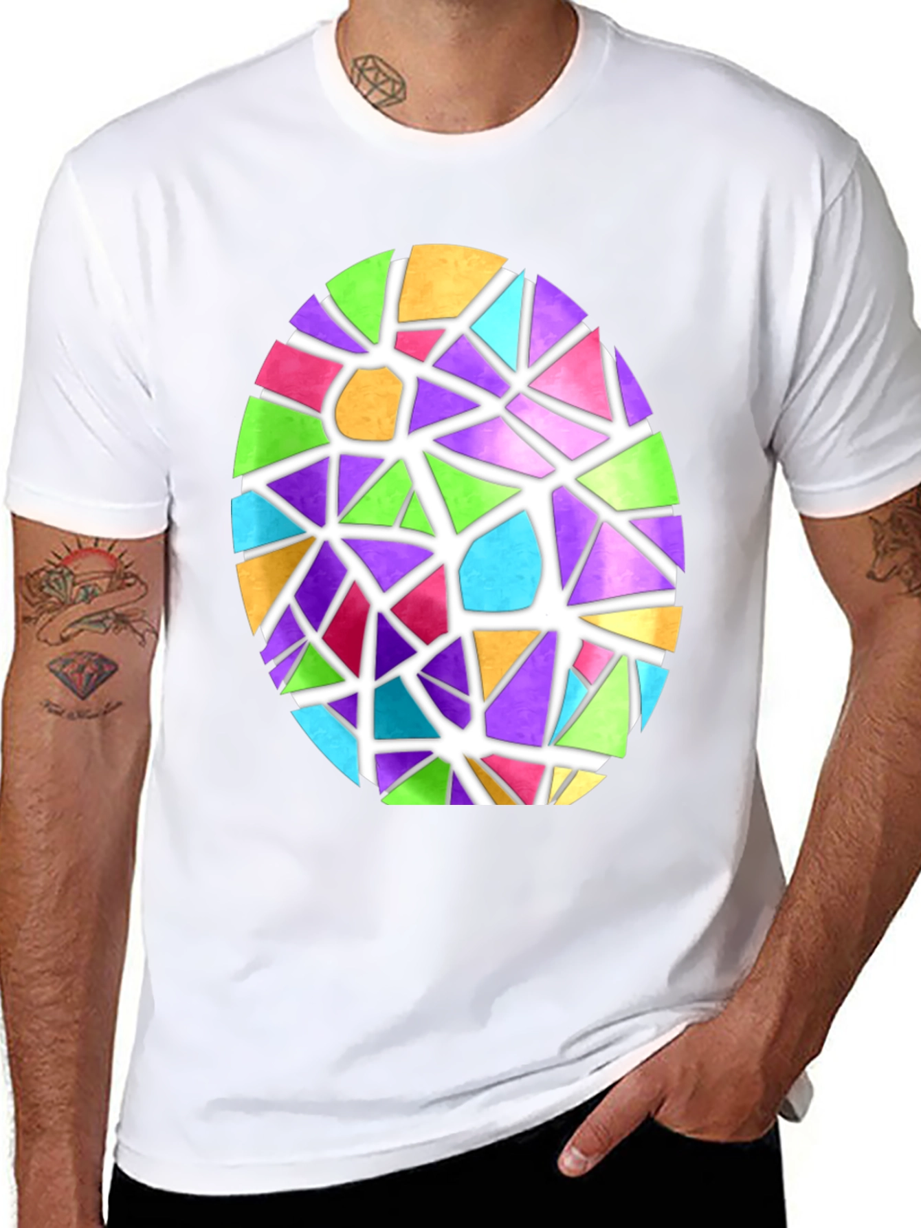 Stained Glass Easter Egg Graphic Tee
