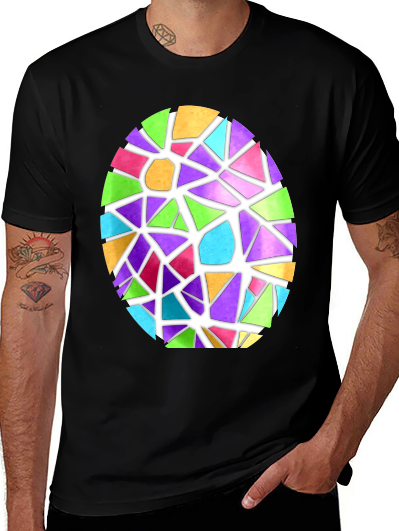 Stained Glass Easter Egg Graphic Tee