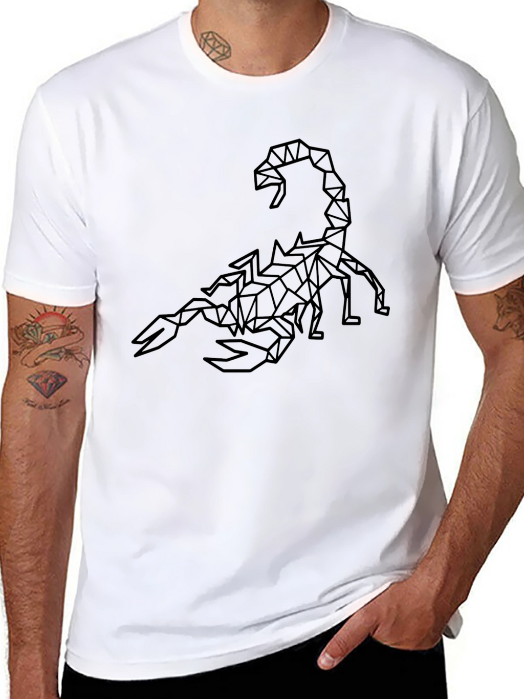 Geometric Scorpion Graphic Black T-Shirt
