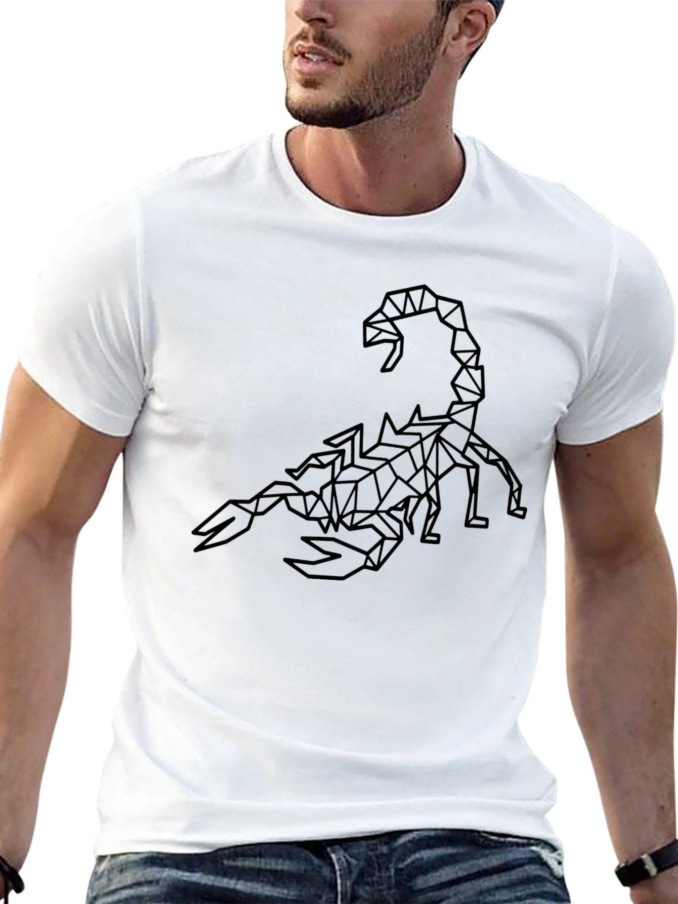 Geometric Scorpion Graphic Black T-Shirt