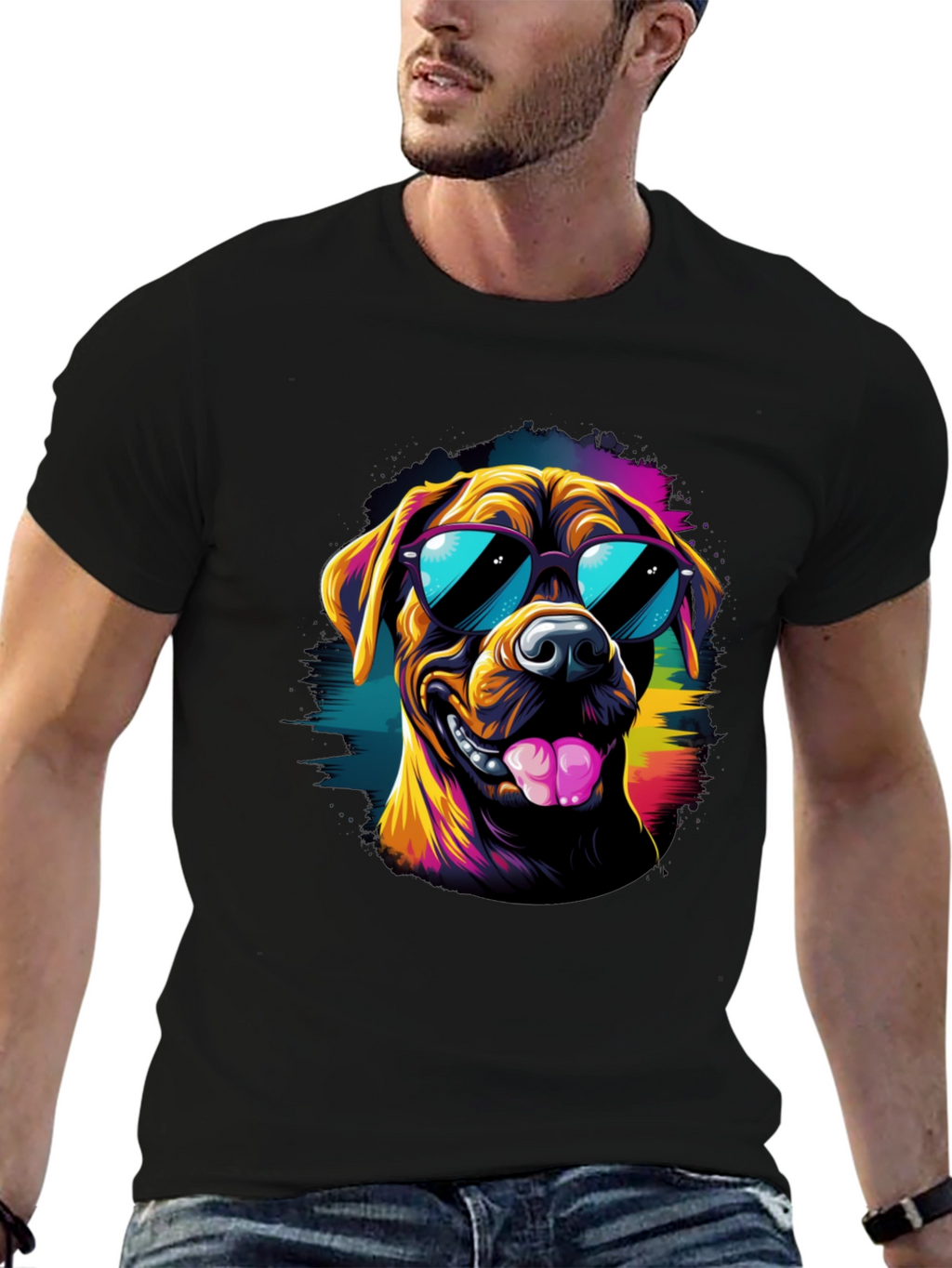 Cool Dog Graphic Tee - Black