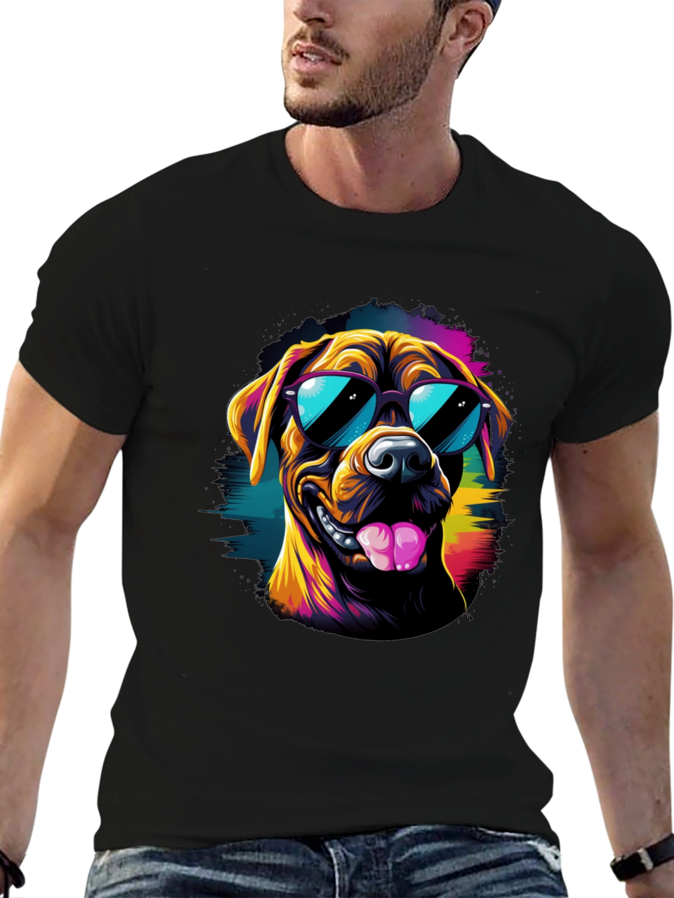 Cool Dog Graphic Tee - Black
