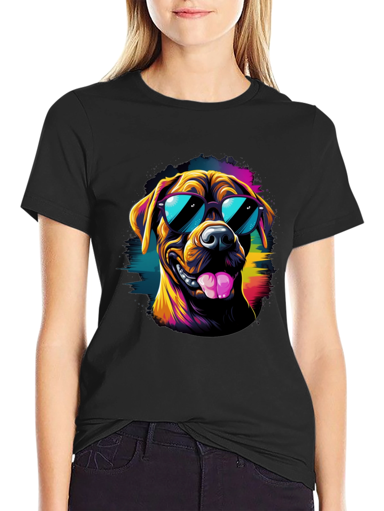 Cool Dog Graphic Tee - Black