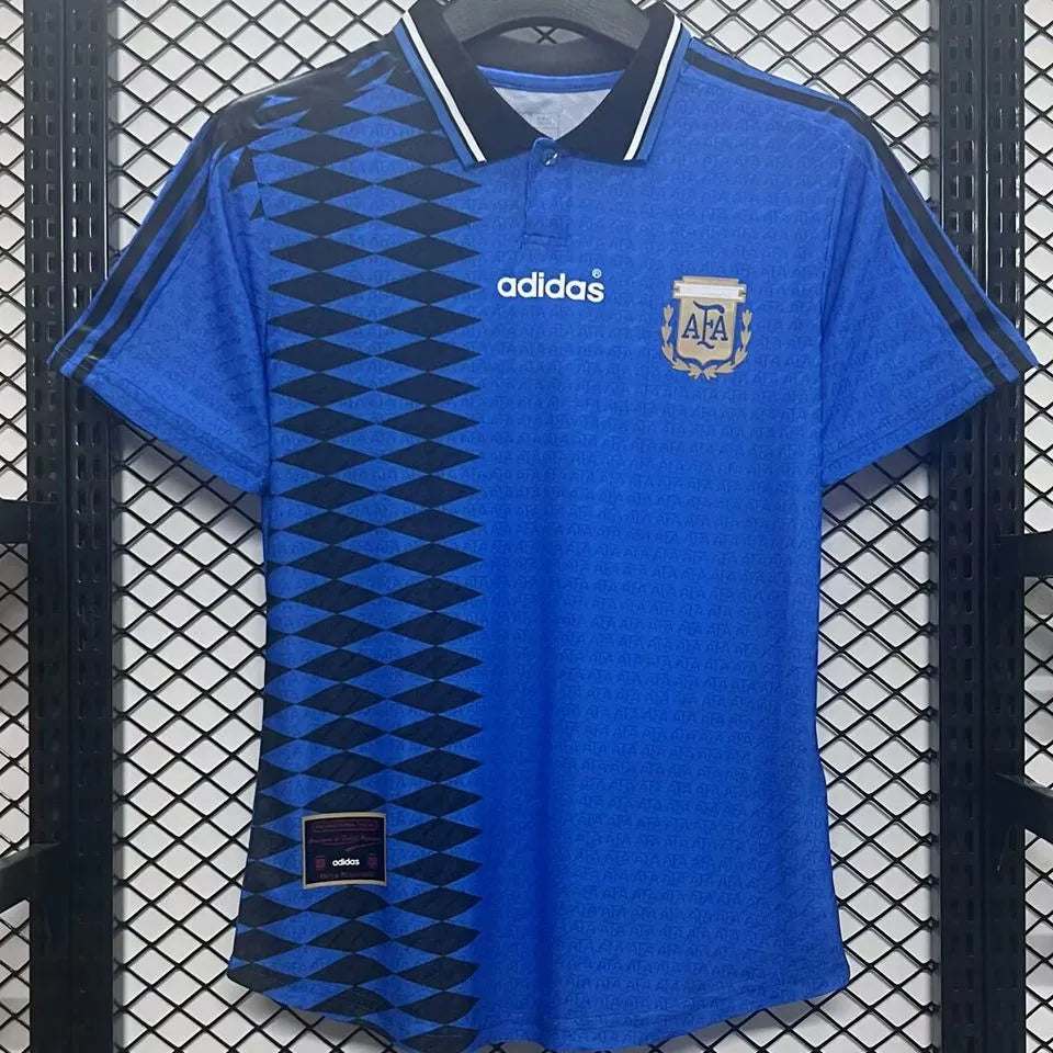 1994 Argentina Away Retro Player Version Soccer Jersey Back