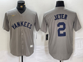 Men's New York Yankees Derek Jeter #2 Gray Road Cooperstown Collection Player Jerseys
