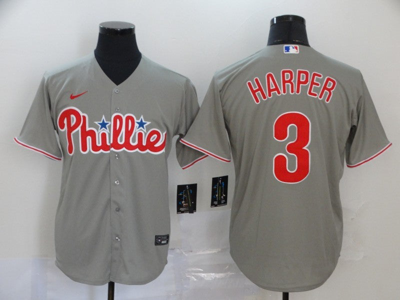 Men's Philadelphia Phillies #3 Bryce Harper Majestic Jerseys Gray