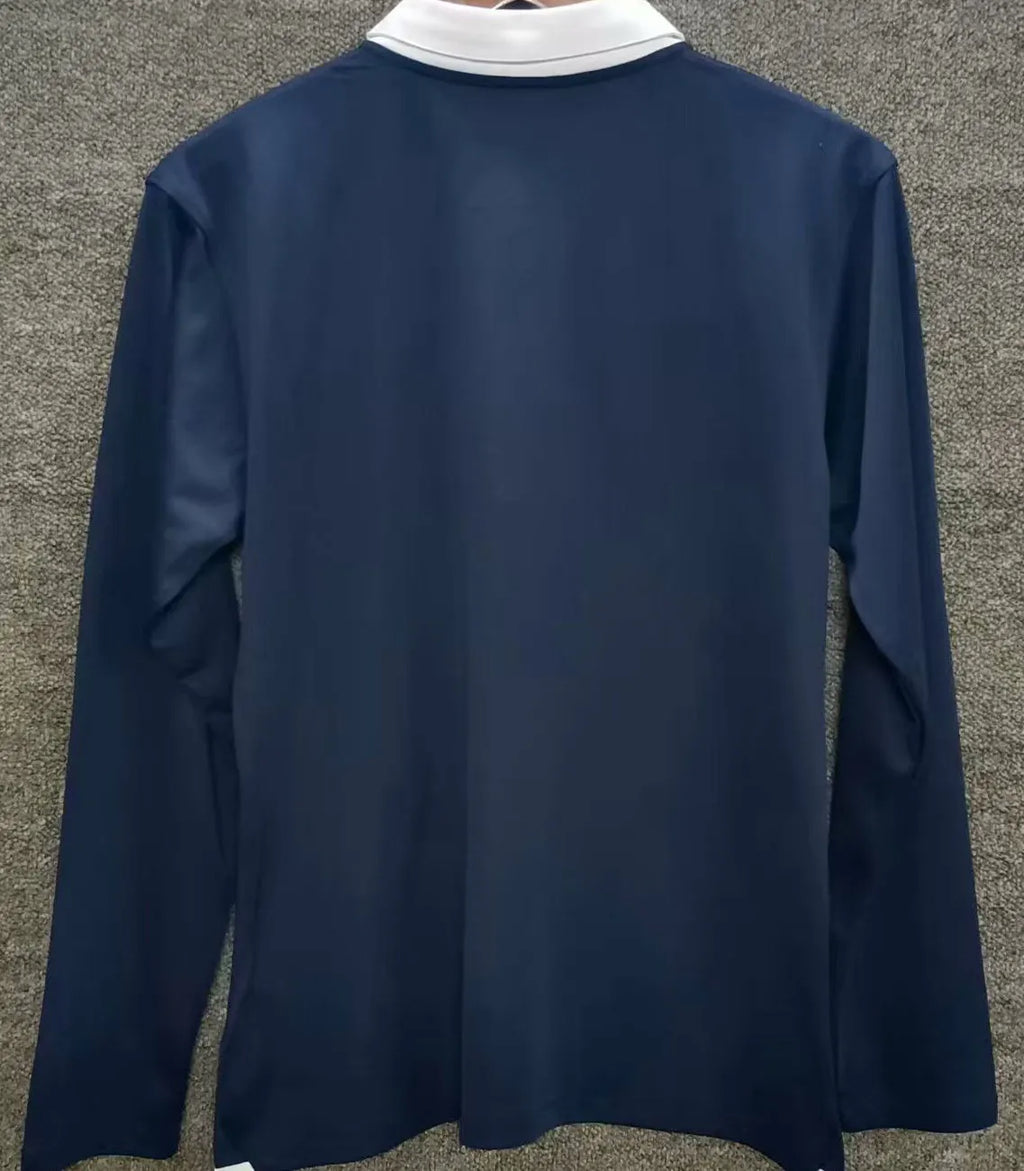 2014 France Home Retro Long Sleeve Soccer Jersey Back