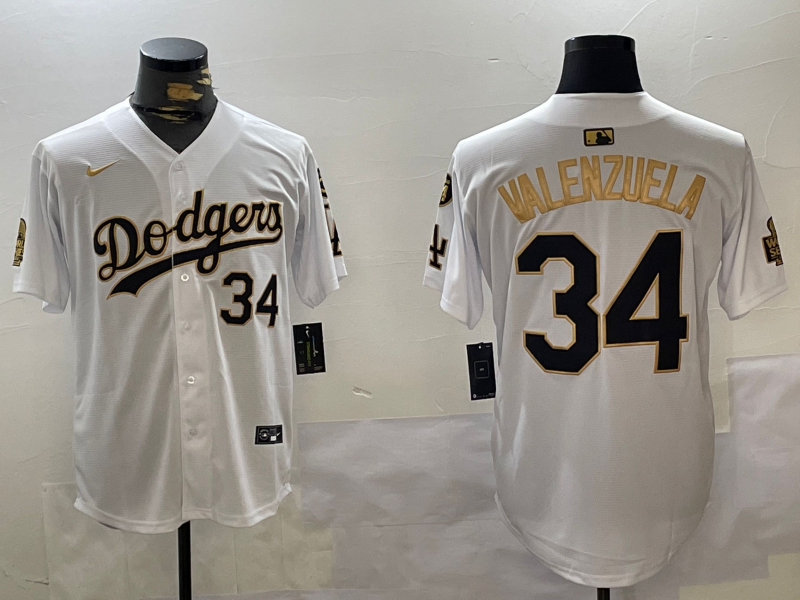 Men's Los Angeles Dodgers Fernando Valenzuela #34 White Team Game Jerseys