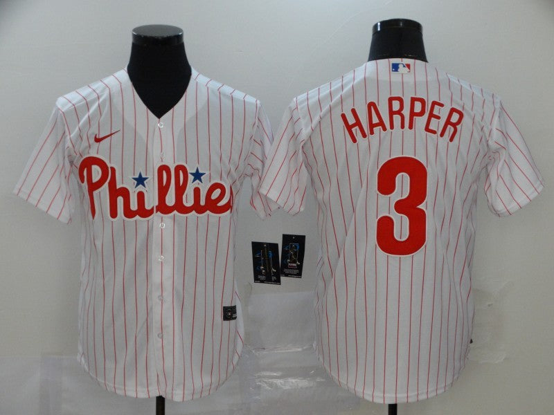 Men's Philadelphia Phillies #3 Bryce Harper Majestic Pinstripe Jerseys