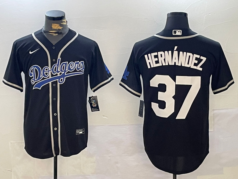 Men's Los Angeles Dodgers Teoscar Hernandez #37 Black Player Jerseys