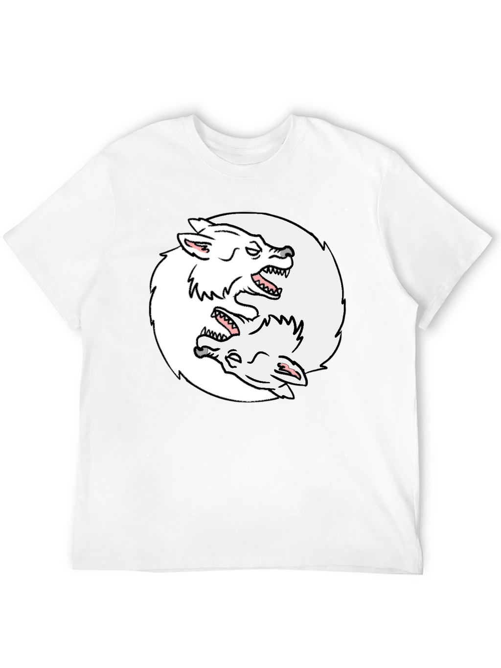 Yin Yang Wolves Graphic Tee - Black Cotton T-Shirt