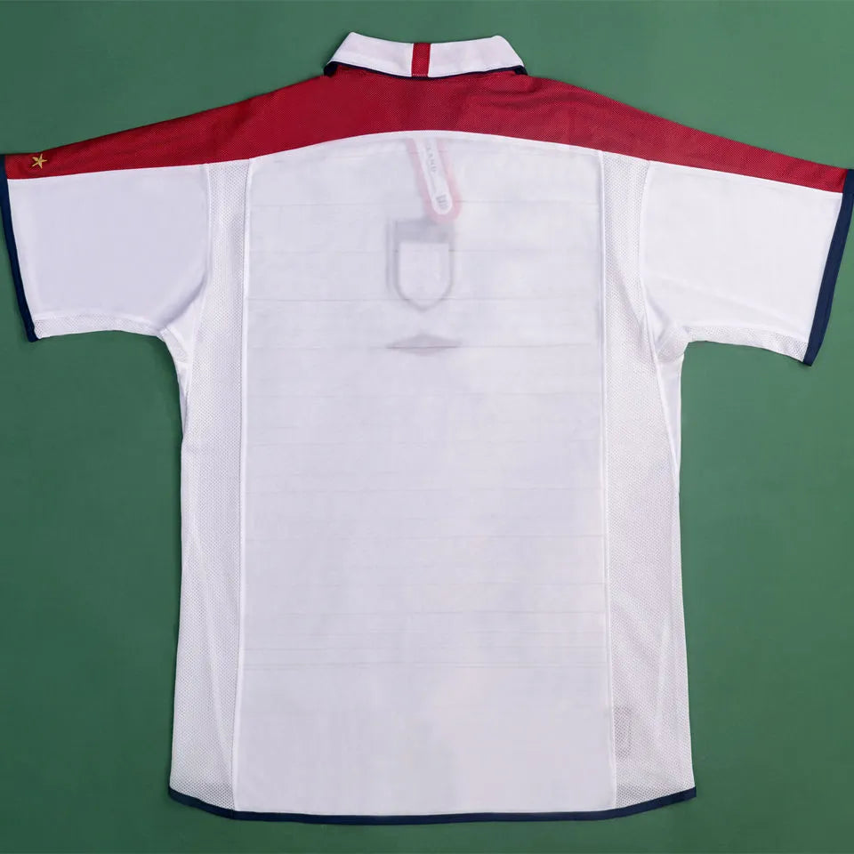 2004 England Home White Retro Soccer Jersey Detail 1