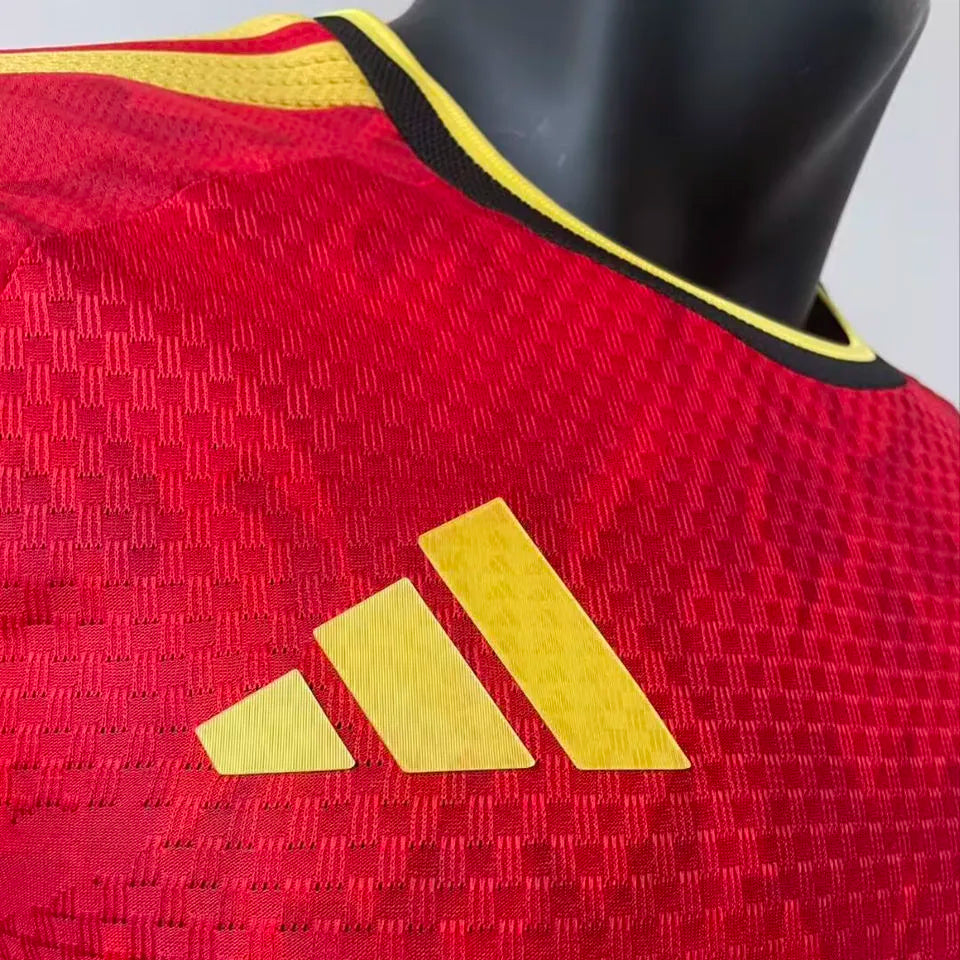 2026/27 Belgium Home Red Player Version Long Sleeve Soccer Jersey Detail 2