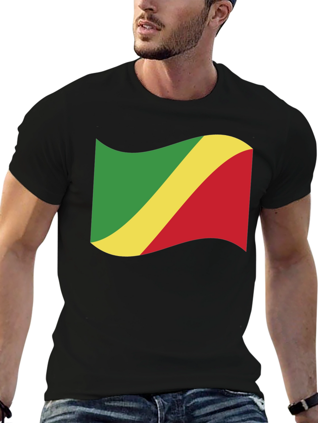 Republic of the Congo Flag Black T-Shirt