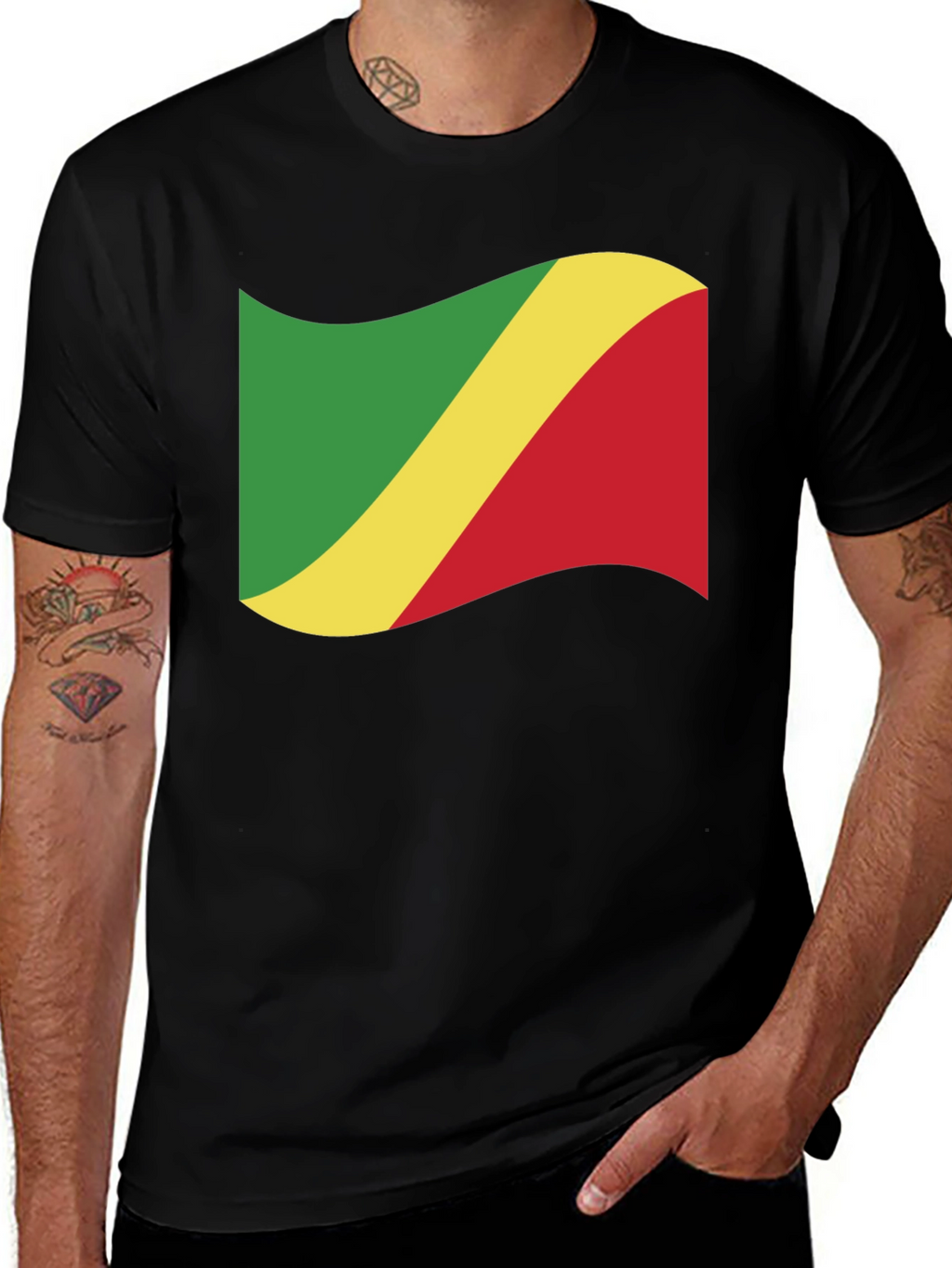 Republic of the Congo Flag Black T-Shirt