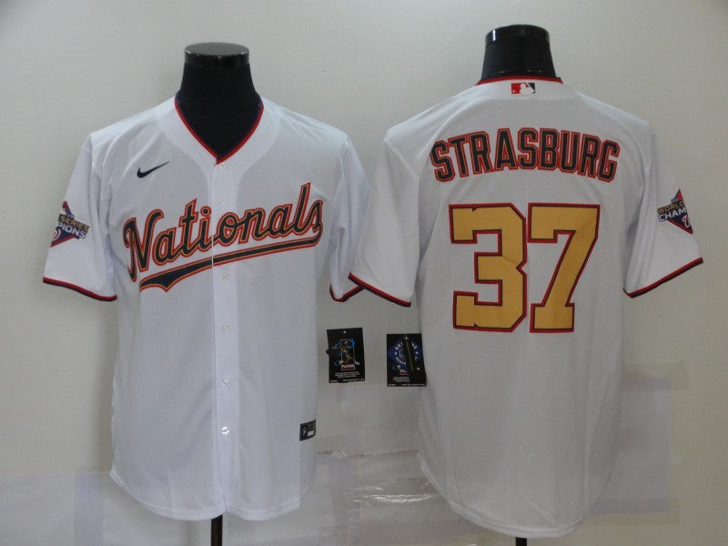 Men's Washington Nationals Stephen Strasburg #37 White Fashion Stitched Jerseys