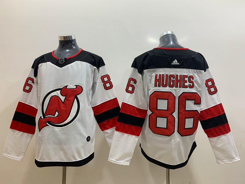 Men's New Jerseys Devils Jack Hughes #86 White Game Jerseys
