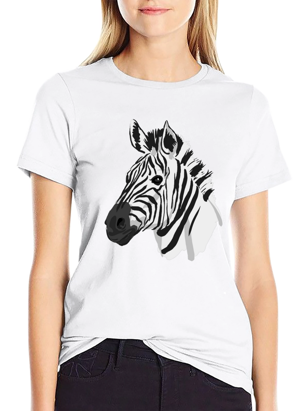 Zebra Graphic Tee - Black Cotton Animal Print Shirt