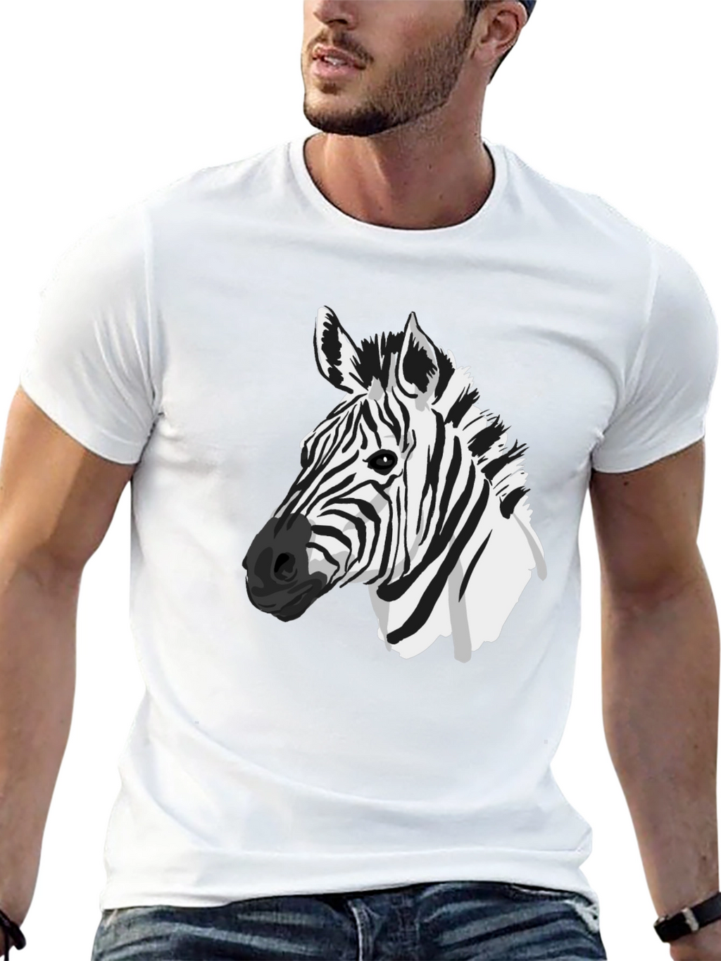Zebra Graphic Tee - Black Cotton Animal Print Shirt