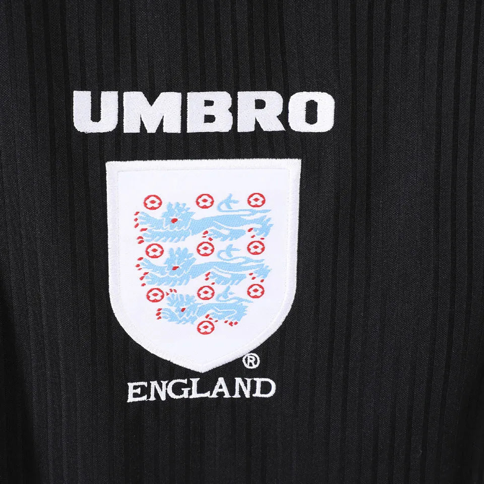 1998 England Away Black Retro Soccer Jersey Detail 3