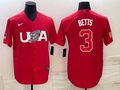 Men's 2023 World Baseball Classic #3 Mookie Betts USA Red Jerseys