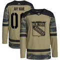 Men's New York Rangers adidas Camo Military Custom Player Jerseys