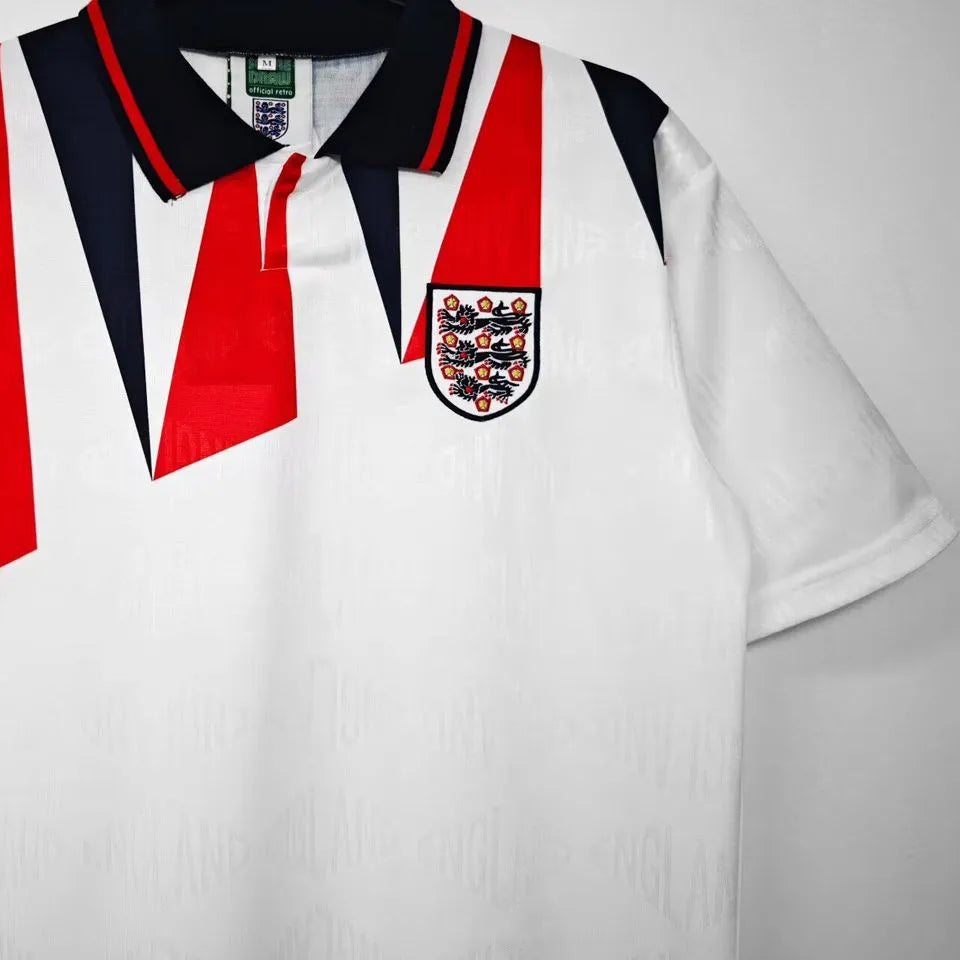1992 England Home White Retro Soccer Jersey Detail 4