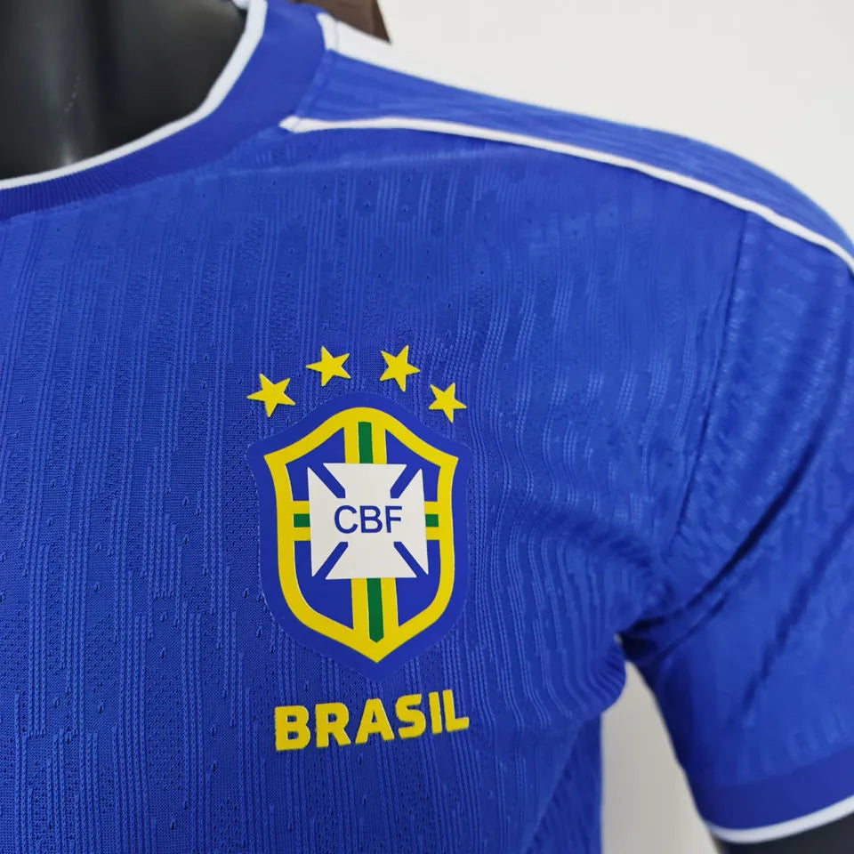 1998 Brazil Away Blue Retro Player Version Soccer Jersey 球员版 Detail 2