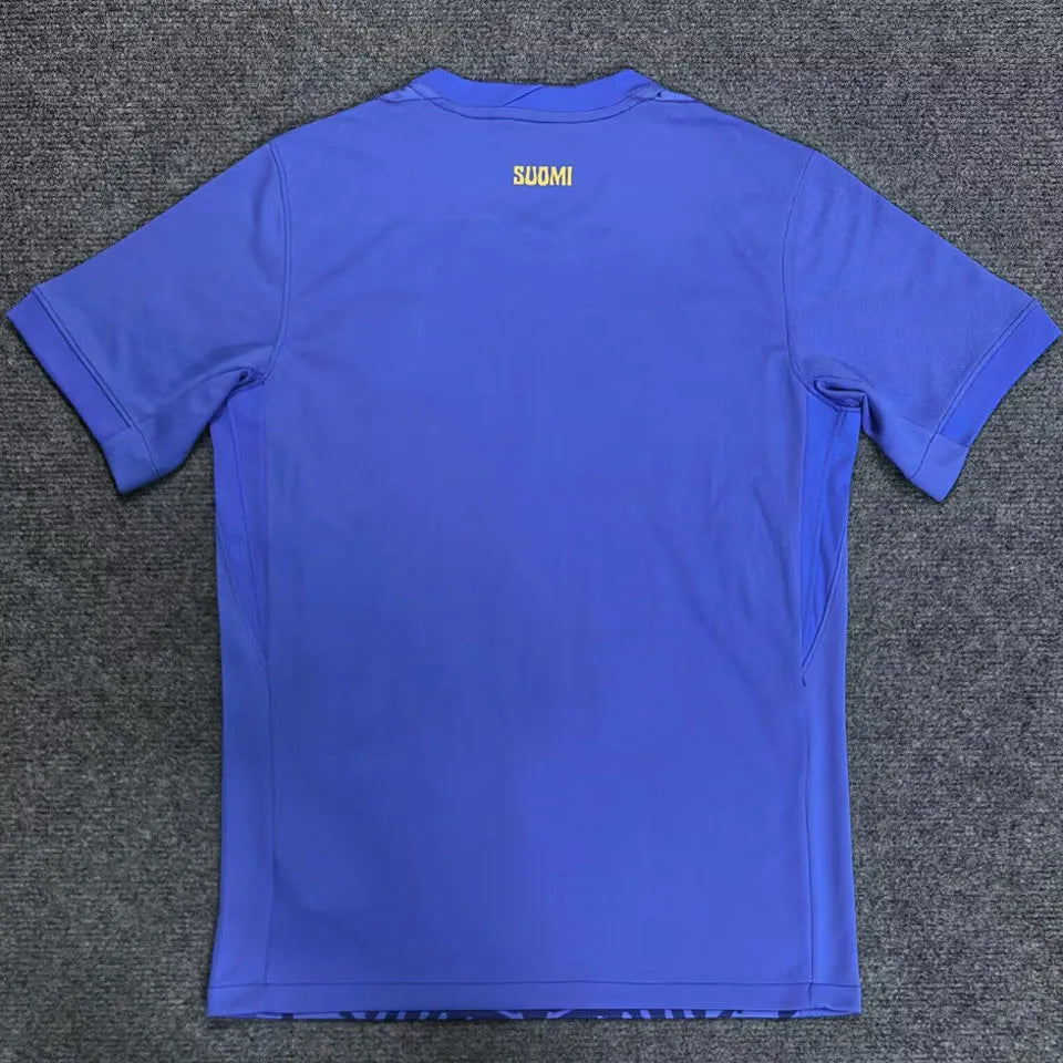 2025/26 Finland Away Blue Fans Soccer Jersey Detail 3