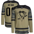 Men's Pittsburgh Penguins Camo Military Custom Player Jerseys