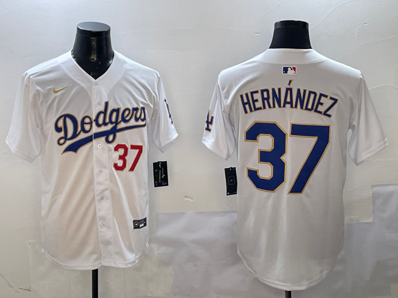 Men's Los Angeles Dodgers Teoscar Hernandez #37 White Replica Game Jerseys