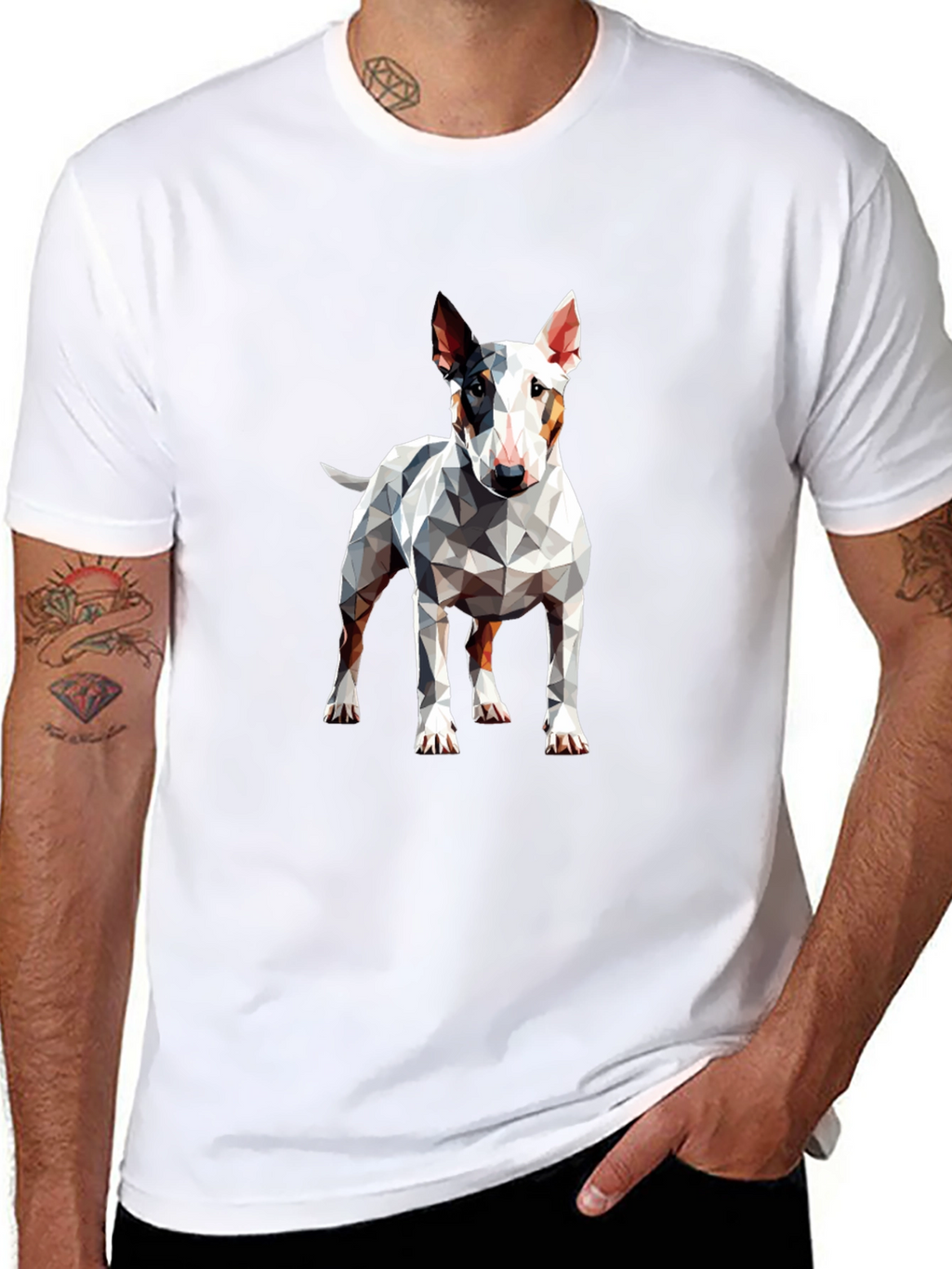 Geometric Bull Terrier Graphic Tee - Mens Black T-Shirt