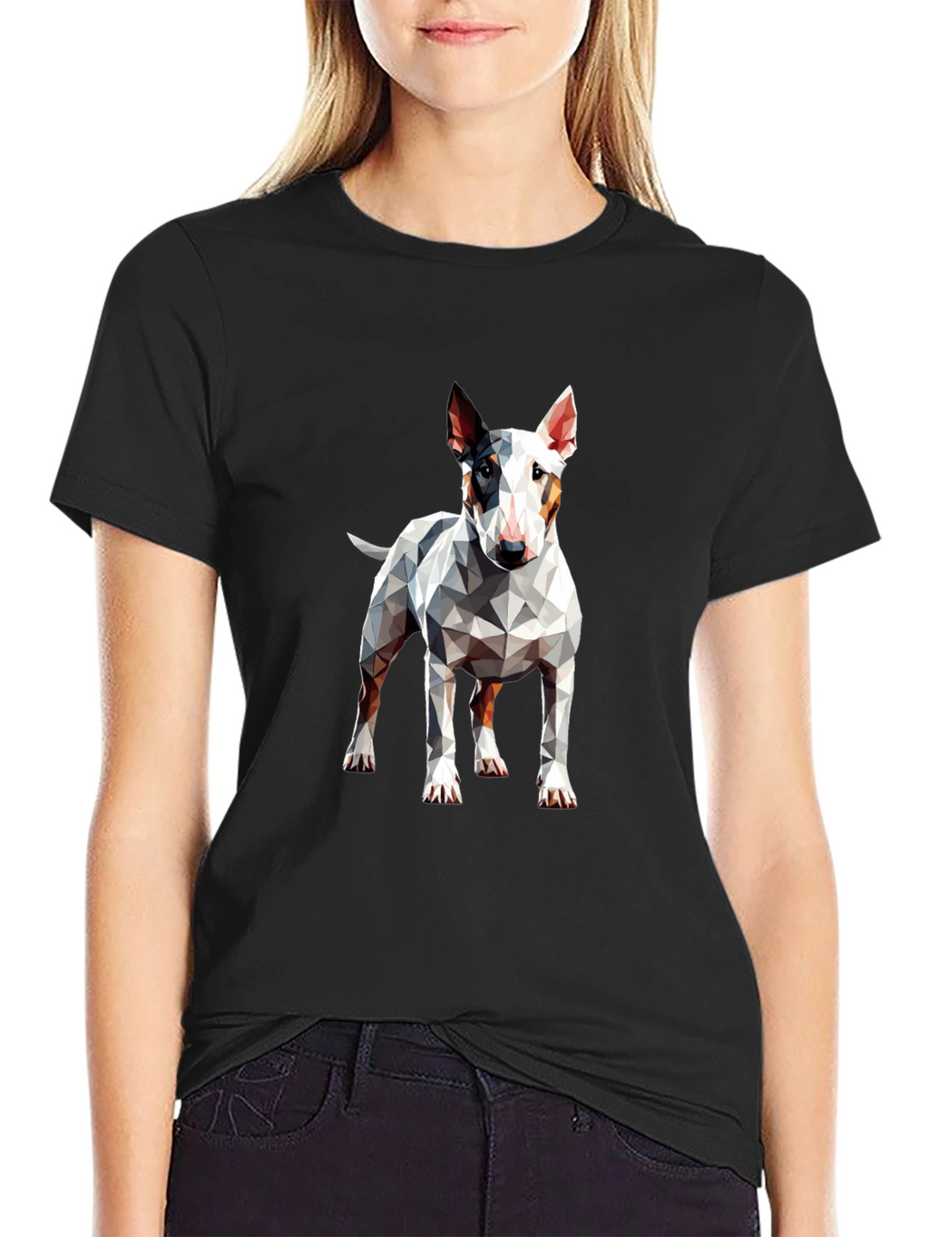 Geometric Bull Terrier Graphic Tee - Mens Black T-Shirt