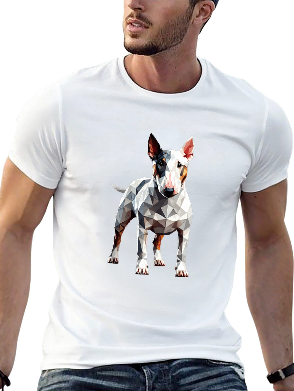 Geometric Bull Terrier Graphic Tee - Mens Black T-Shirt