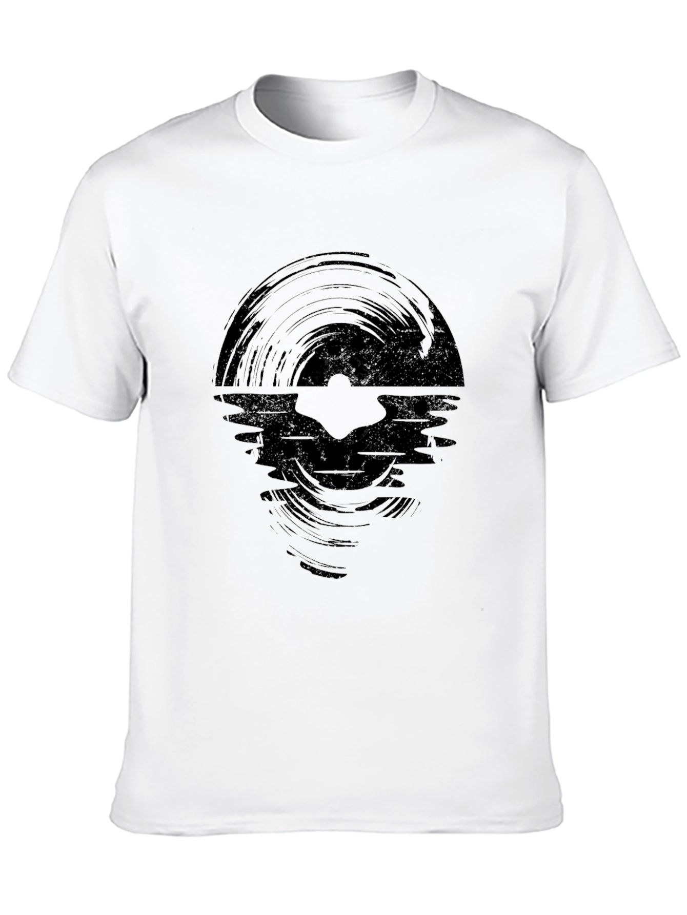 Vinyl Record Wave Graphic Black T-Shirt