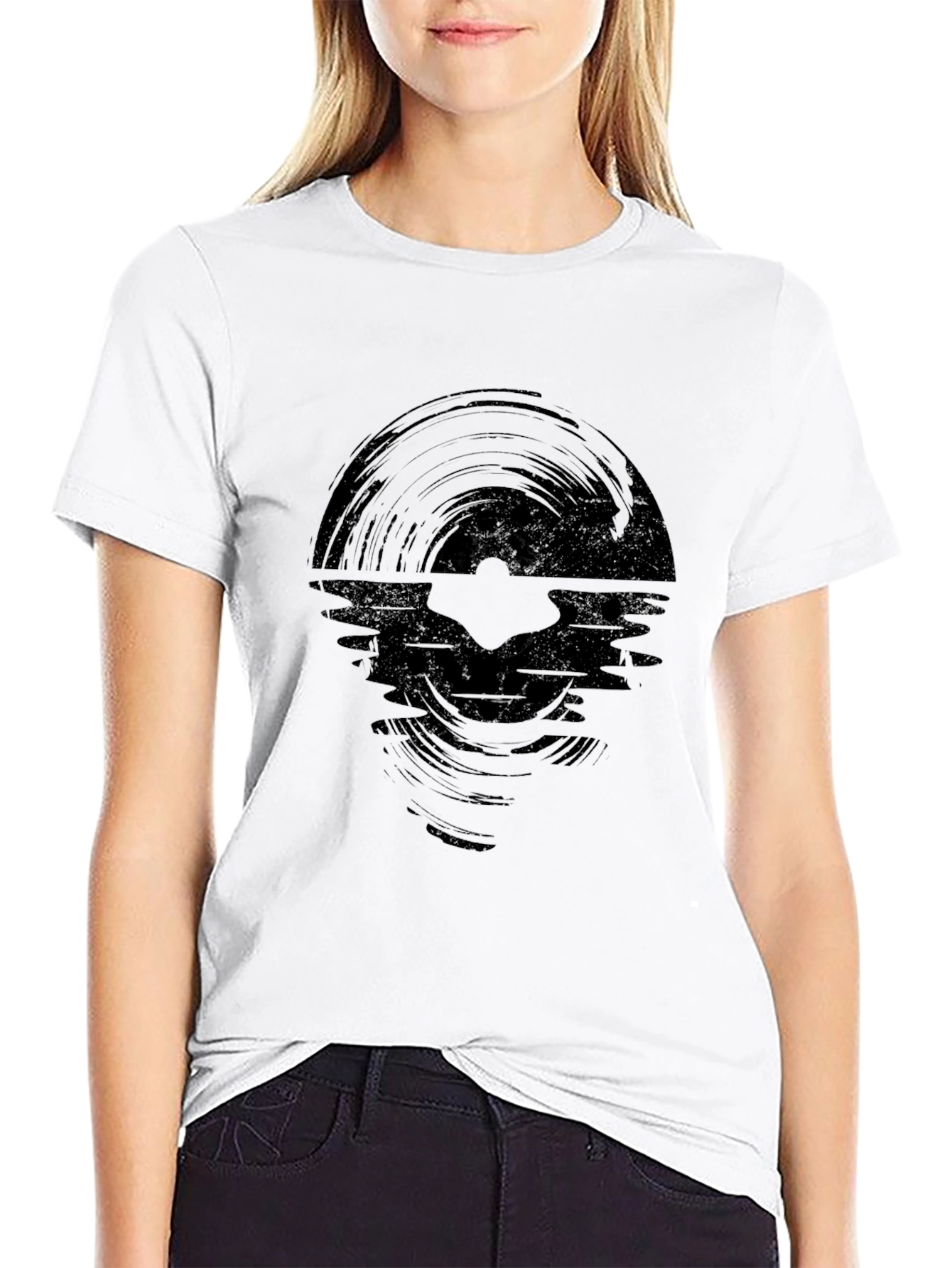 Vinyl Record Wave Graphic Black T-Shirt