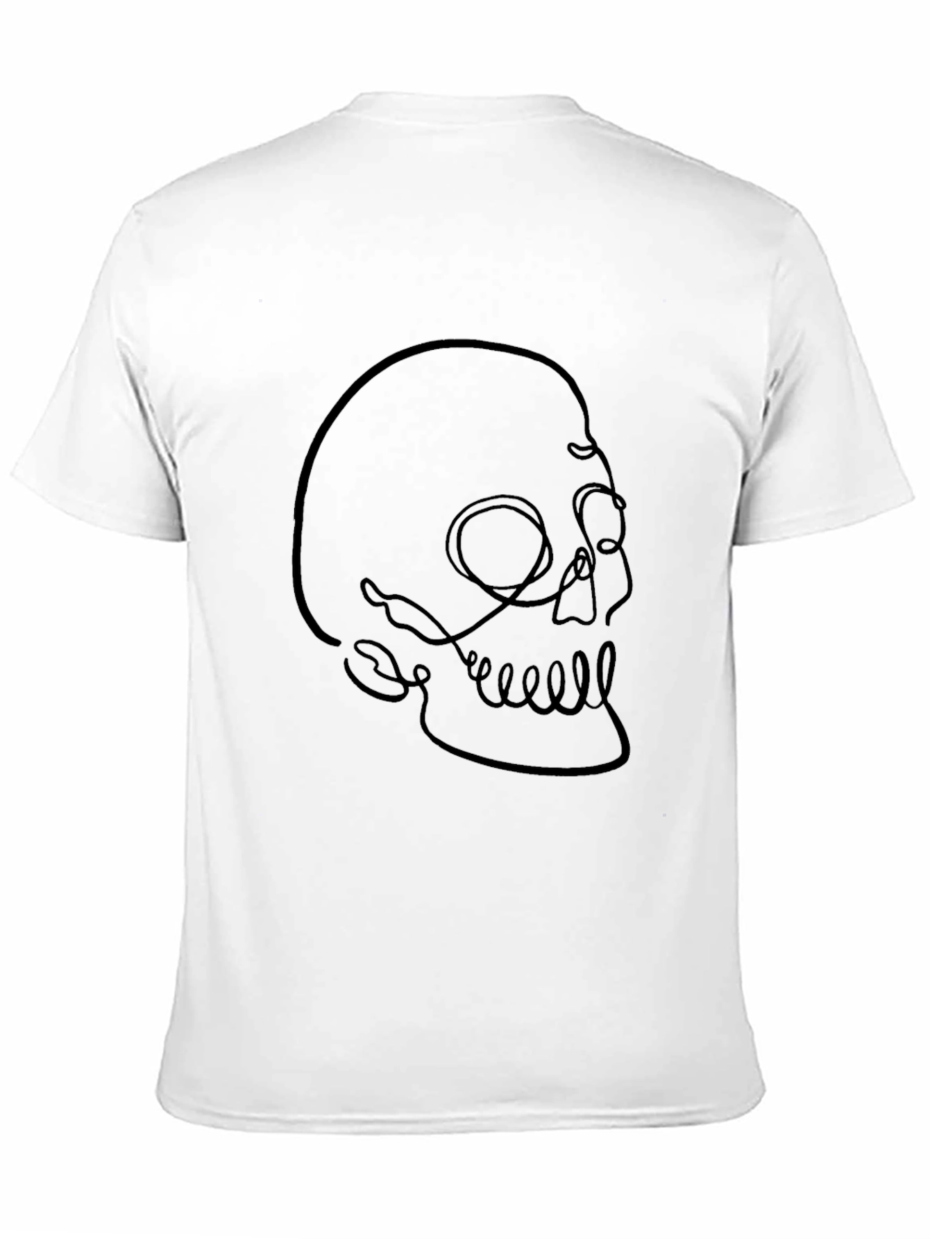 Minimalist Skull Line Art Black T-Shirt