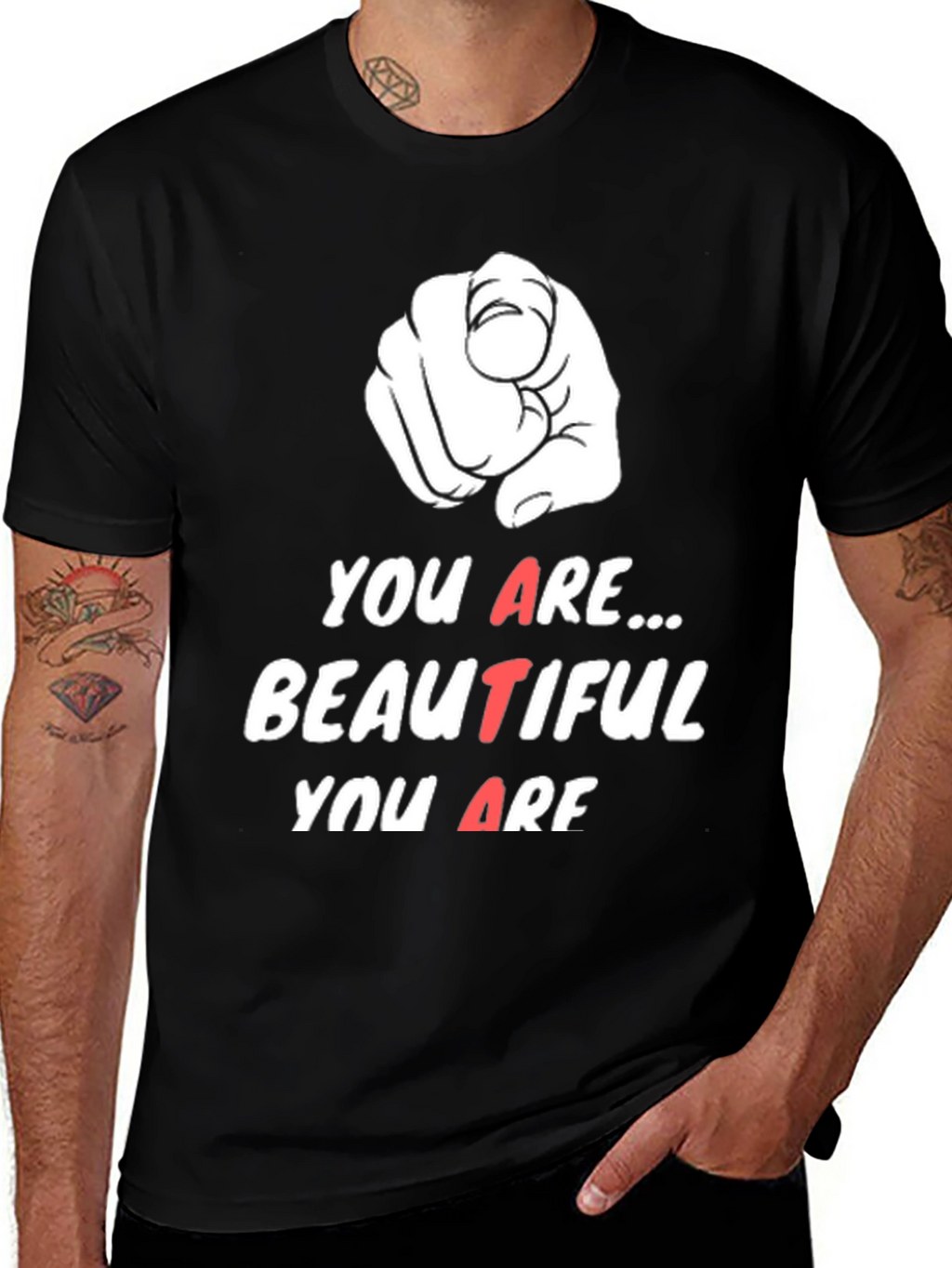 You Are Beautiful T-Shirt - Black Graphic Tee