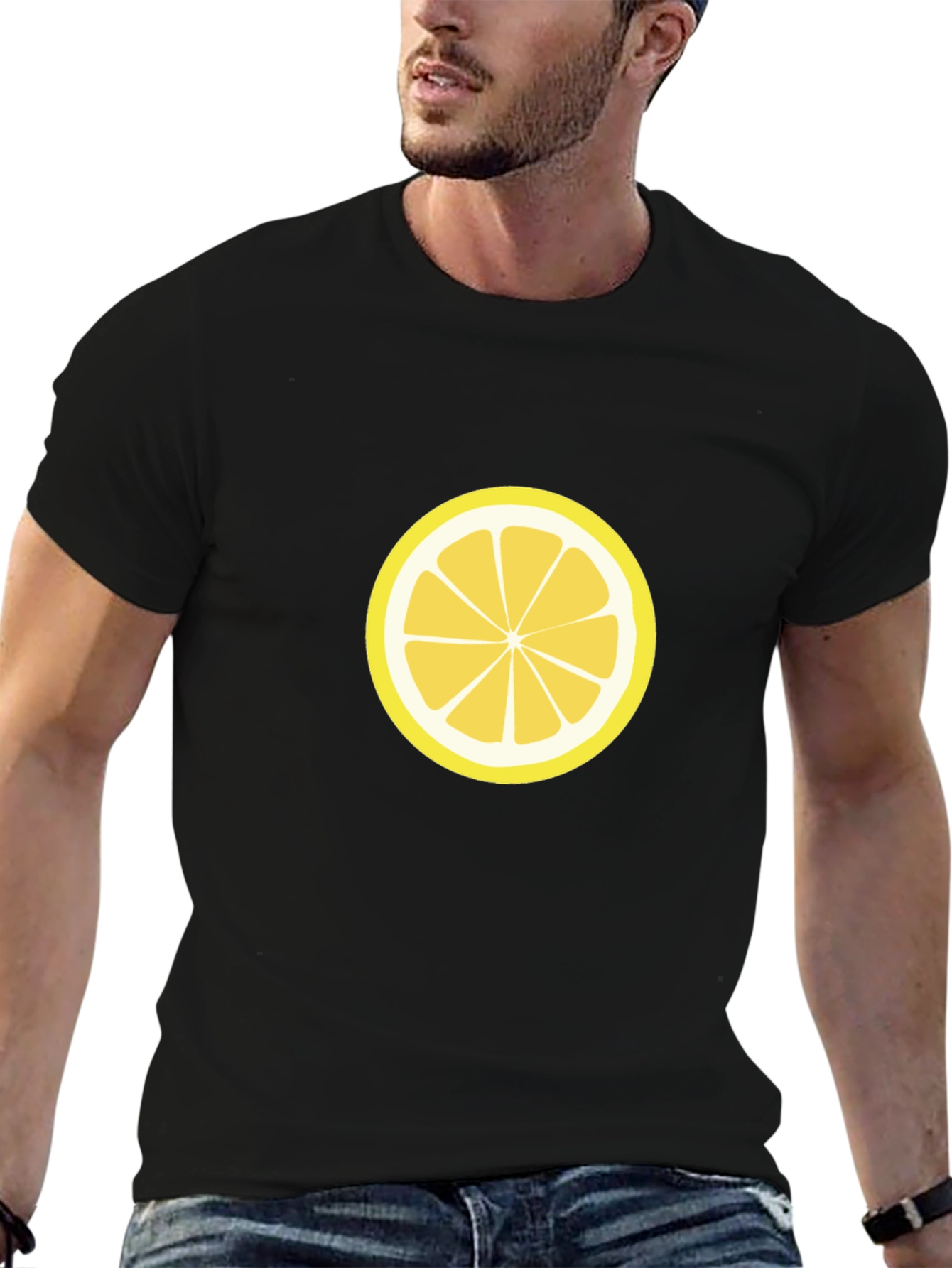 Lemon Slice Graphic Tee - Black Cotton T-Shirt
