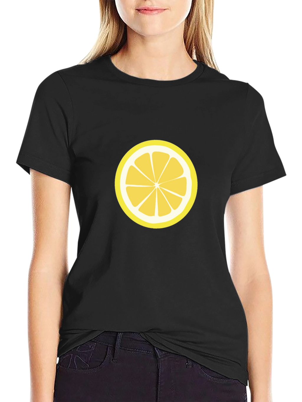 Lemon Slice Graphic Tee - Black Cotton T-Shirt