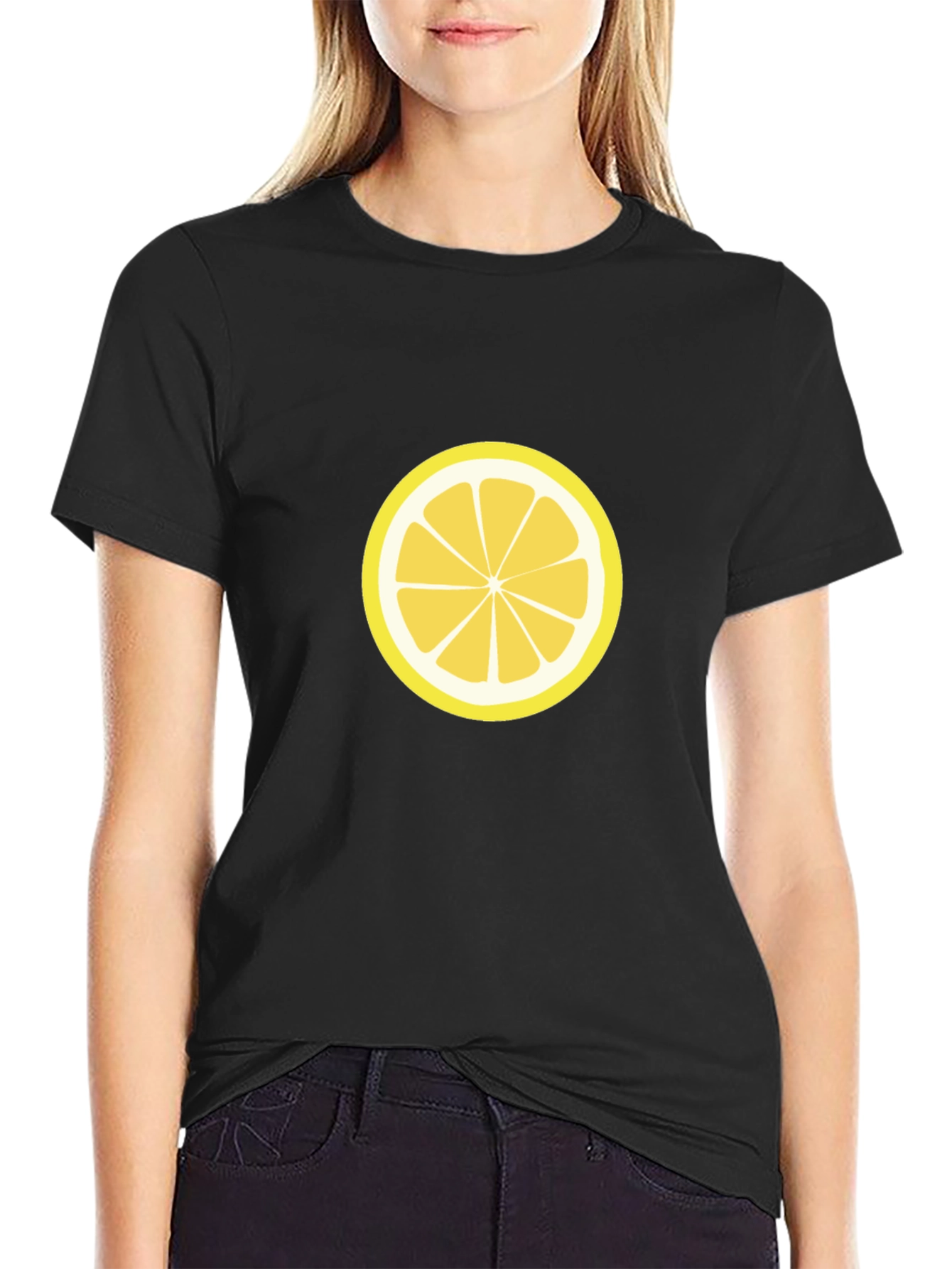 Lemon Slice Graphic Tee - Black Cotton T-Shirt