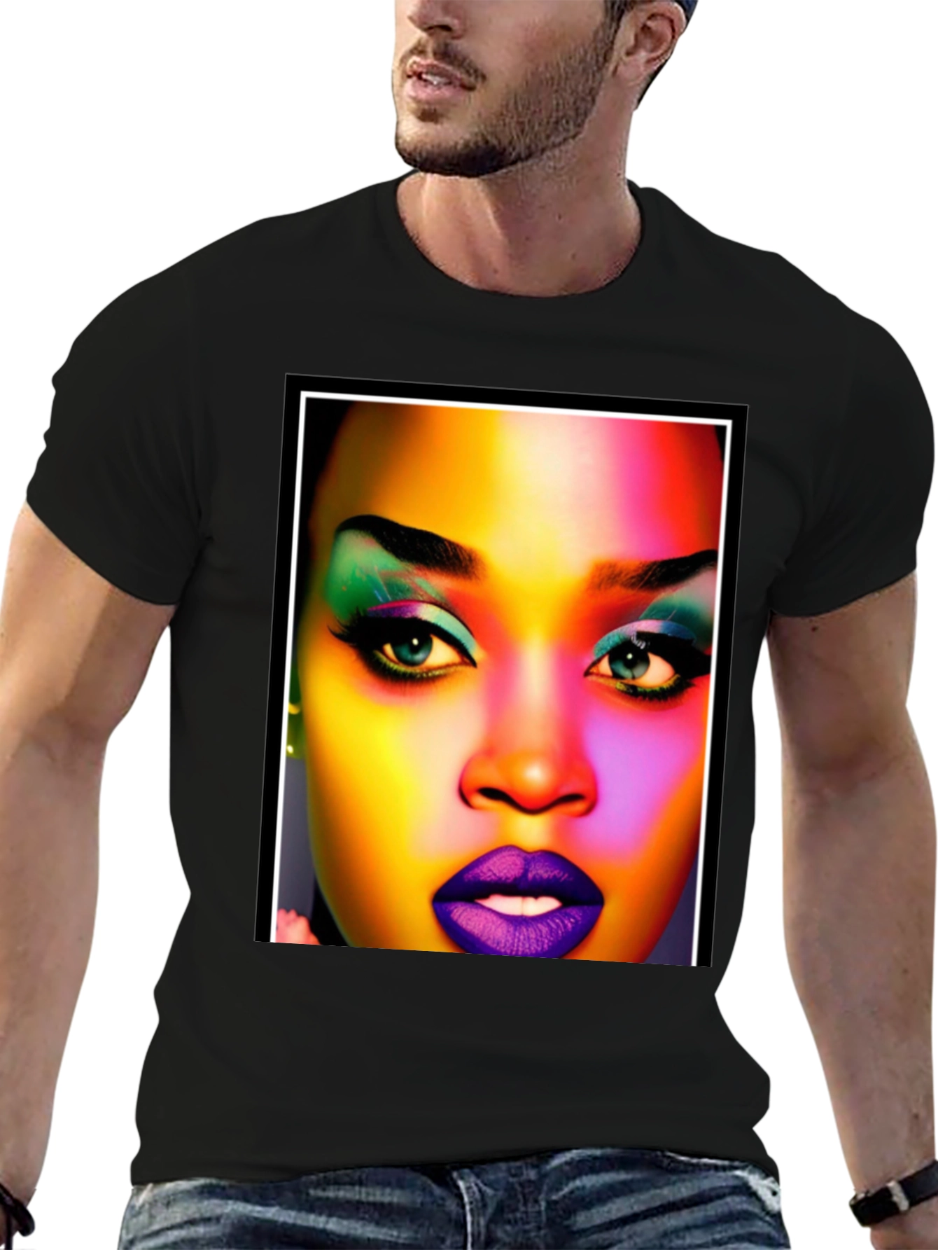 Vibrant Face Graphic Tee - Bold & Colorful